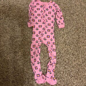 Leveret Footed Sleeper 2 Toddler Pink Floral Print Zip Front Cotton Long Sleeve